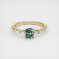 1.33 Ct. Greenish Blue Sapphire Ring, 18K Yellow Gold 1