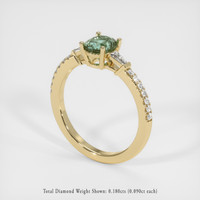 1.33 Ct. Greenish Blue Sapphire Ring, 18K Yellow Gold 2