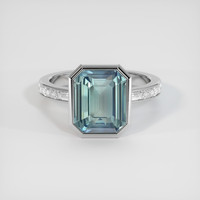 5.60 Ct. Greenish Blue Sapphire Ring, Platinum 950 1