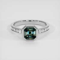1.65 Ct. Bluish Green Sapphire Ring, Platinum 950 1