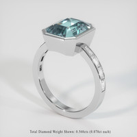 5.60 Ct. Greenish Blue Sapphire Ring, 14K White Gold 2