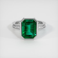 3.54 Ct. Emerald Ring, 18K White Gold 1