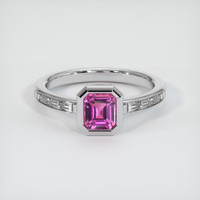 1.04 Ct. Pink Sapphire Ring, 18K White Gold 1