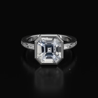 6.06 Ct. White Sapphire Ring, 18K White Gold 1