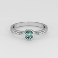0.79 Ct. Greyish Blue Sapphire Ring, 18K White Gold 1