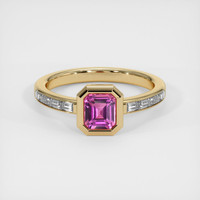 1.04 Ct. Pink Sapphire Ring, 14K Yellow Gold 1