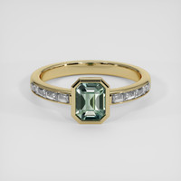 1.05 Ct. Bluish Green Sapphire Ring, 14K Yellow Gold 1