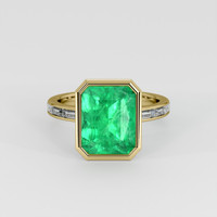 3.92 Ct. Emerald Ring, 18K Yellow Gold 1