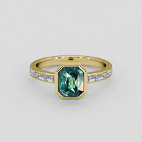 2.02 Ct. Bluish Green Sapphire Ring, 18K Yellow Gold 1