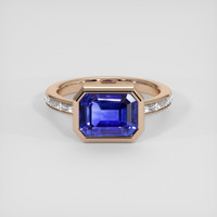 3.92 Ct. Blue Sapphire Ring, 14K Rose Gold 1