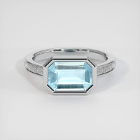 1.43 Ct. Blue Aquamarine Ring, 10K White Gold 1