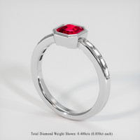 1.03 Ct. Pinkish Red Ruby Ring, 10K White Gold 2