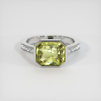 3.57 Ct. Greenish Yellow Sapphire Ring, 10K White Gold 1