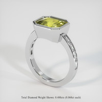 3.57 Ct. Greenish Yellow Sapphire Ring, 10K White Gold 2