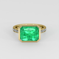 3.92 Ct. Emerald Ring, 18K Yellow Gold 1