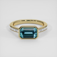 2.11 Ct. Greenish Blue Tourmaline Ring, 18K Yellow Gold 1