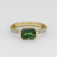1.85 Ct. Yellowish Green Sapphire Ring, 18K Yellow Gold 1