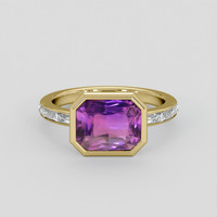 3.20 Ct. Purple Sapphire Ring, 18K Yellow Gold 1