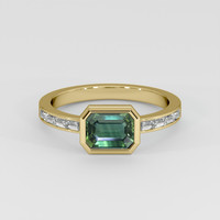 1.56 Ct. Bluish Green Sapphire Ring, 18K Yellow Gold 1