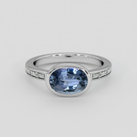 2.50 Ct. Greyish Blue Sapphire Ring, Platinum 950 1