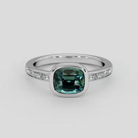 2.02 Ct. Greenish Blue Sapphire Ring, Platinum 950 1