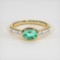 0.96 Ct. Emerald Ring, 18K Yellow Gold 1