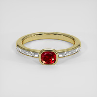 0.71 Ct. Ruby Ring, 18K Yellow Gold 1