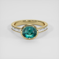 2.01 Ct. Bluish Green Sapphire Ring, 18K Yellow Gold 1