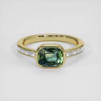 2.02 Ct. Bluish Green Sapphire Ring, 18K Yellow Gold 1