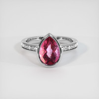 2.62 Ct. Reddish Pink Topaz Ring, 10K White Gold 1