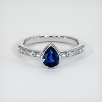 0.76 Ct. Blue Sapphire Ring, 18K White Gold 1