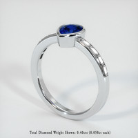 0.76 Ct. Blue Sapphire Ring, 18K White Gold 2