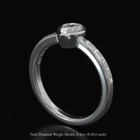 0.73 Ct. White Sapphire Ring, 18K White Gold 2