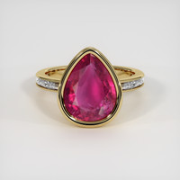 4.60 Ct. Pinkish Red Rubellite Tourmaline Ring, 10K Yellow Gold 1
