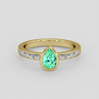 0.49 Ct. Emerald Ring, 18K Yellow Gold 1