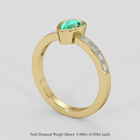 0.49 Ct. Emerald Ring, 18K Yellow Gold 2