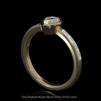 0.73 Ct. White Sapphire Ring, 18K Yellow Gold 2