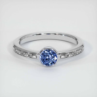 0.56 Ct. Blue Sapphire Ring, 18K White Gold 1