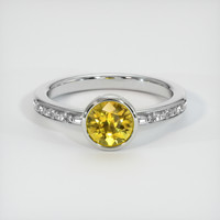 0.94 Ct. Yellow Sapphire Ring, 18K White Gold 1