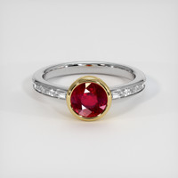 1.74 Ct. Ruby Ring, 14K Yellow & White 1