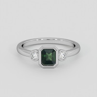 0.80 Ct. Green Sapphire Ring, 14K White Gold 1