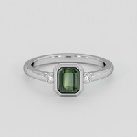 1.14 Ct. Green Sapphire Ring, 18K White Gold 1