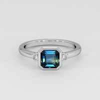 1.25 Ct. Bluish Green Sapphire Ring, 18K White Gold 1