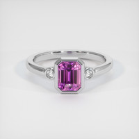 1.30 Ct. Pinkish Purple Sapphire Ring, 18K White Gold 1