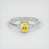 0.84 Ct. Yellow Sapphire Ring, 18K White Gold 1
