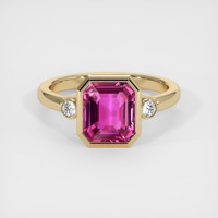 3.11 Ct. Purplish Pink Sapphire Ring, 14K Yellow Gold 1