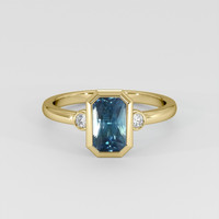 2.01 Ct. Greenish Blue Sapphire Ring, 14K Yellow Gold 1