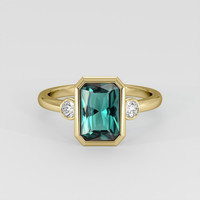 2.42 Ct. Greenish Blue Tourmaline Ring, 18K Yellow Gold 1