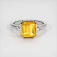 3.03 Ct. Orangish Yellow Sapphire Ring, 14K Yellow & White 1