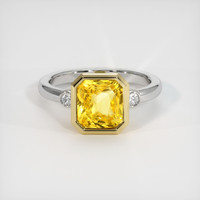3.02 Ct. Yellow Sapphire Ring, 14K Yellow & White 1